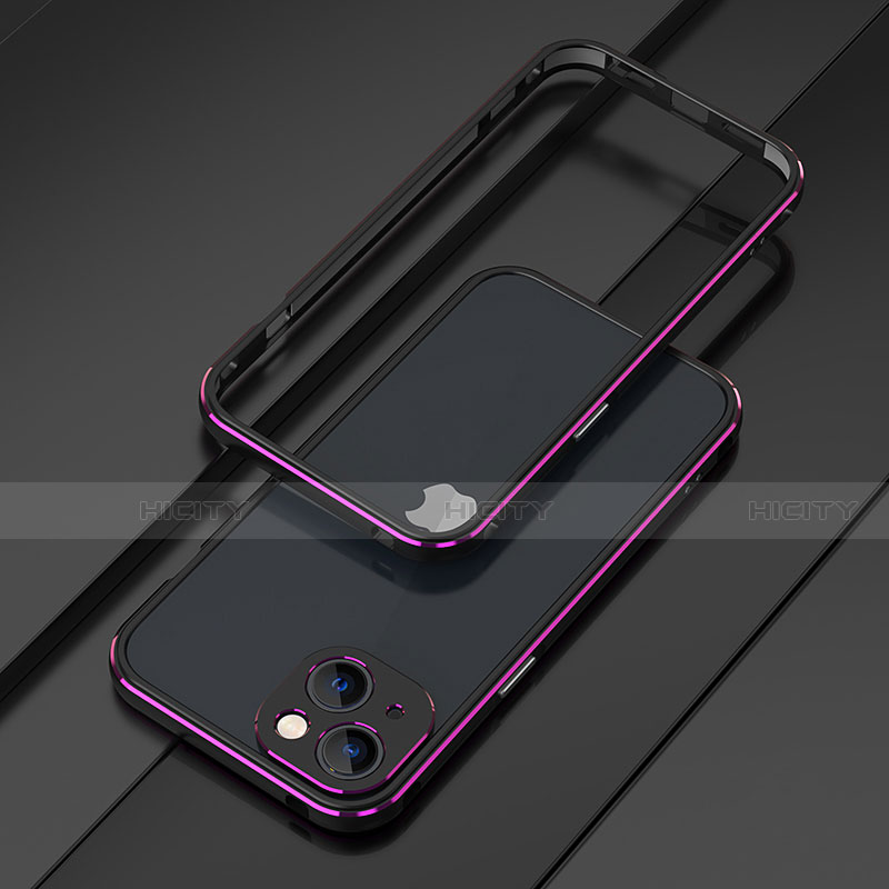 Coque Bumper Luxe Aluminum Metal Etui A01 pour Apple iPhone 14 Plus Violet Plus