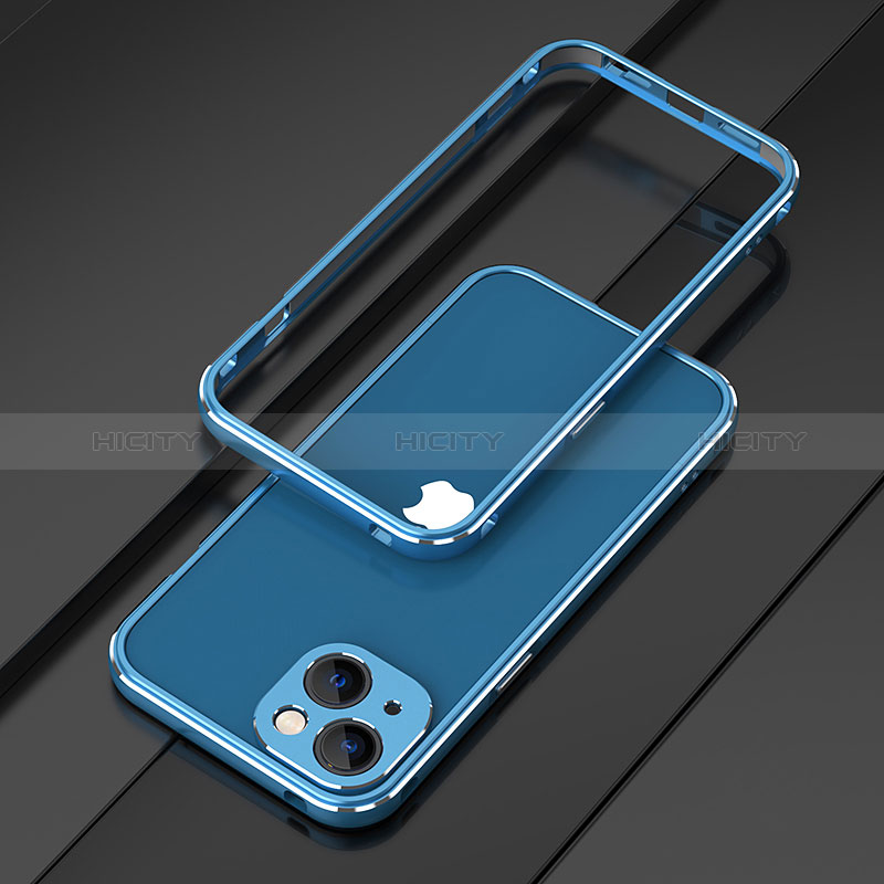 Coque Bumper Luxe Aluminum Metal Etui A01 pour Apple iPhone 15 Bleu Plus