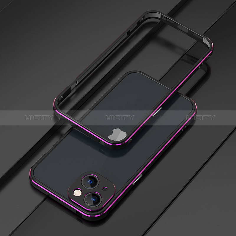 Coque Bumper Luxe Aluminum Metal Etui A01 pour Apple iPhone 15 Plus Violet Plus