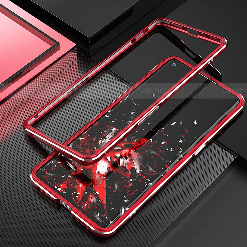 Coque Bumper Luxe Aluminum Metal Etui A01 pour Oppo Reno3 Pro Rouge Plus