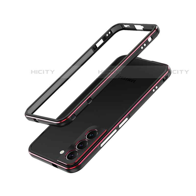 Coque Bumper Luxe Aluminum Metal Etui A01 pour Samsung Galaxy S21 5G Rouge et Noir Plus