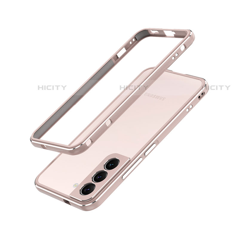 Coque Bumper Luxe Aluminum Metal Etui A01 pour Samsung Galaxy S23 Plus 5G Or Rose Plus