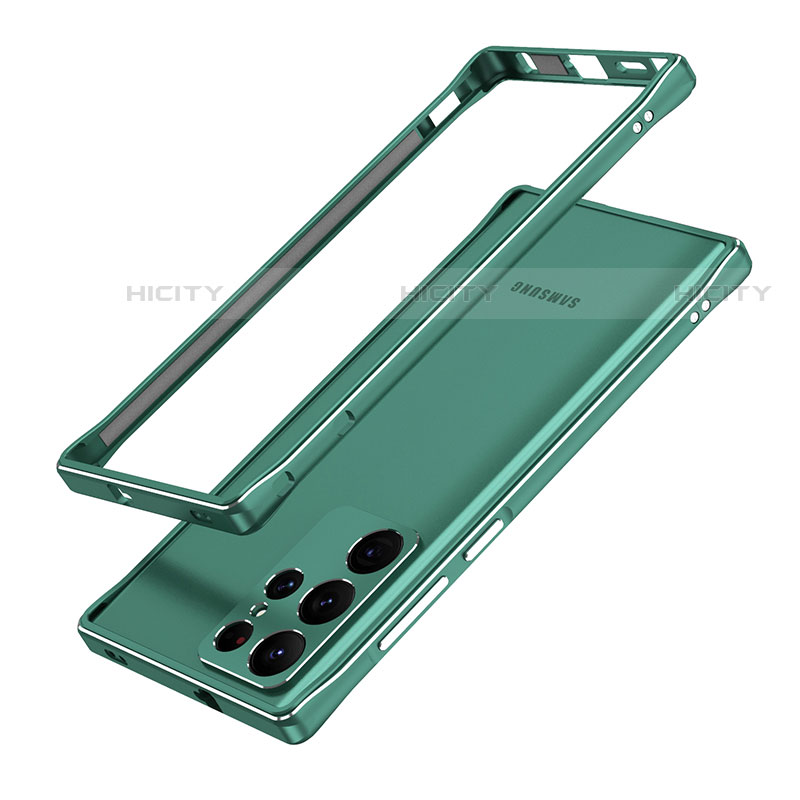 Coque Bumper Luxe Aluminum Metal Etui A01 pour Samsung Galaxy S23 Ultra 5G Vert Plus