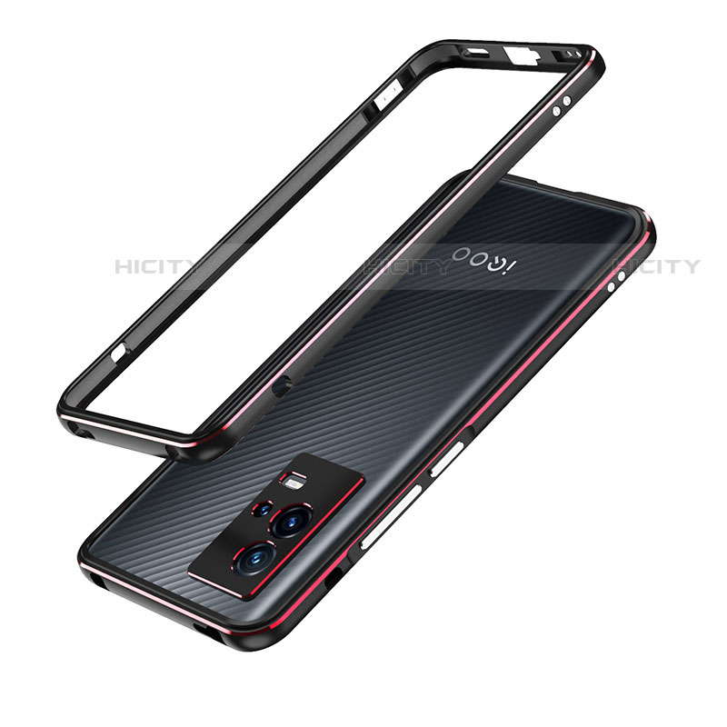 Coque Bumper Luxe Aluminum Metal Etui A01 pour Vivo iQOO 8 5G Rouge et Noir Plus