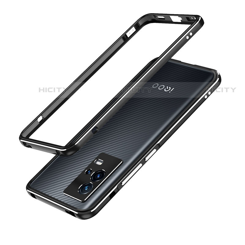 Coque Bumper Luxe Aluminum Metal Etui A01 pour Vivo iQOO 8 Pro 5G Argent et Noir Plus