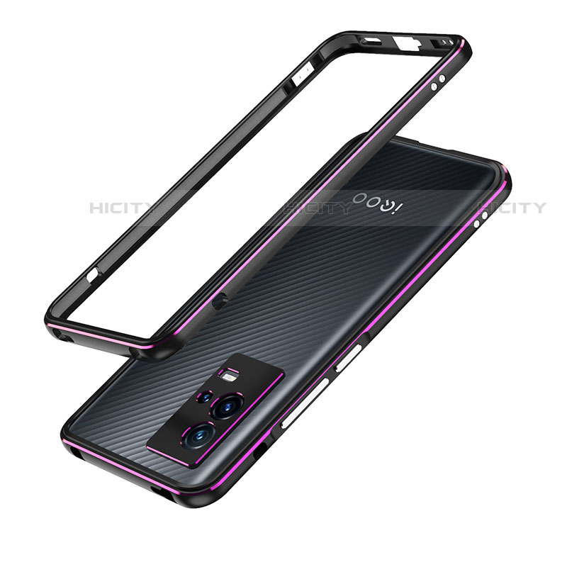 Coque Bumper Luxe Aluminum Metal Etui A01 pour Vivo iQOO 8 Pro 5G Violet Plus