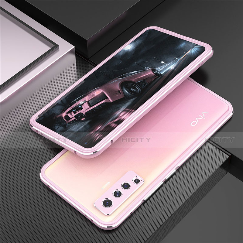 Coque Bumper Luxe Aluminum Metal Etui A01 pour Vivo X50 5G Rose Plus