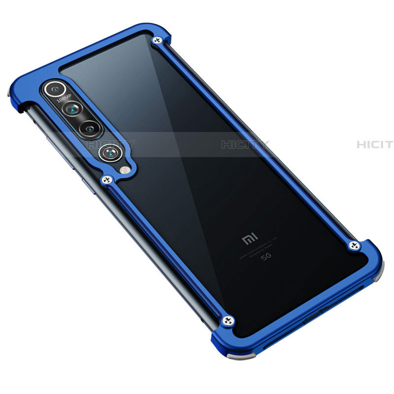 Coque Bumper Luxe Aluminum Metal Etui A01 pour Xiaomi Mi 10 Bleu Plus