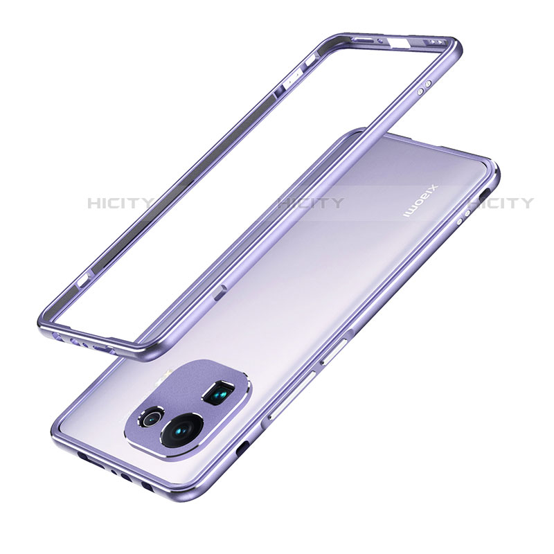 Coque Bumper Luxe Aluminum Metal Etui A01 pour Xiaomi Mi 11 Pro 5G Violet Clair Plus