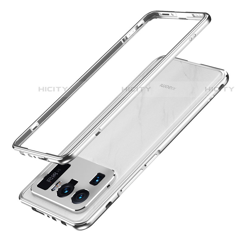 Coque Bumper Luxe Aluminum Metal Etui A01 pour Xiaomi Mi 11 Ultra 5G Argent Plus