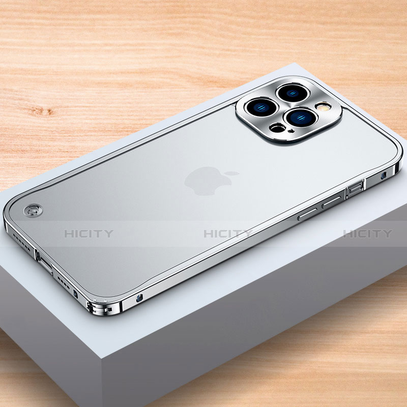 Coque Bumper Luxe Aluminum Metal Etui A04 pour Apple iPhone 14 Pro Max Argent Plus