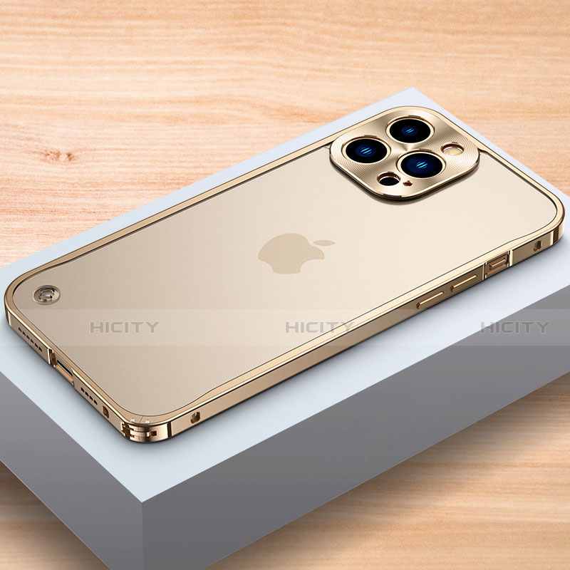 Coque Bumper Luxe Aluminum Metal Etui A04 pour Apple iPhone 14 Pro Max Or Plus