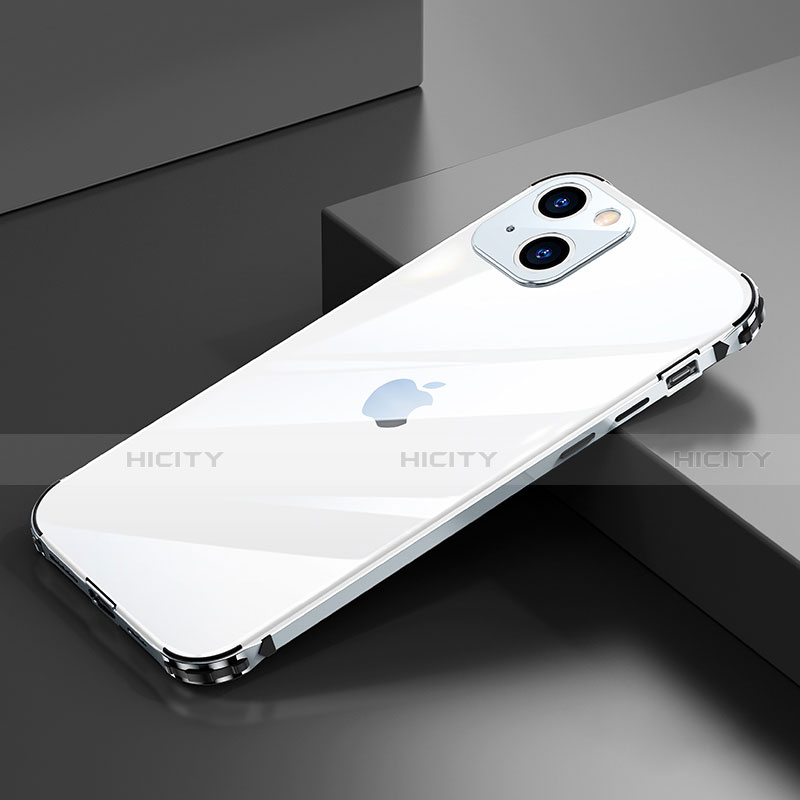 Coque Bumper Luxe Aluminum Metal Etui A06 pour Apple iPhone 13 Mini Argent Plus