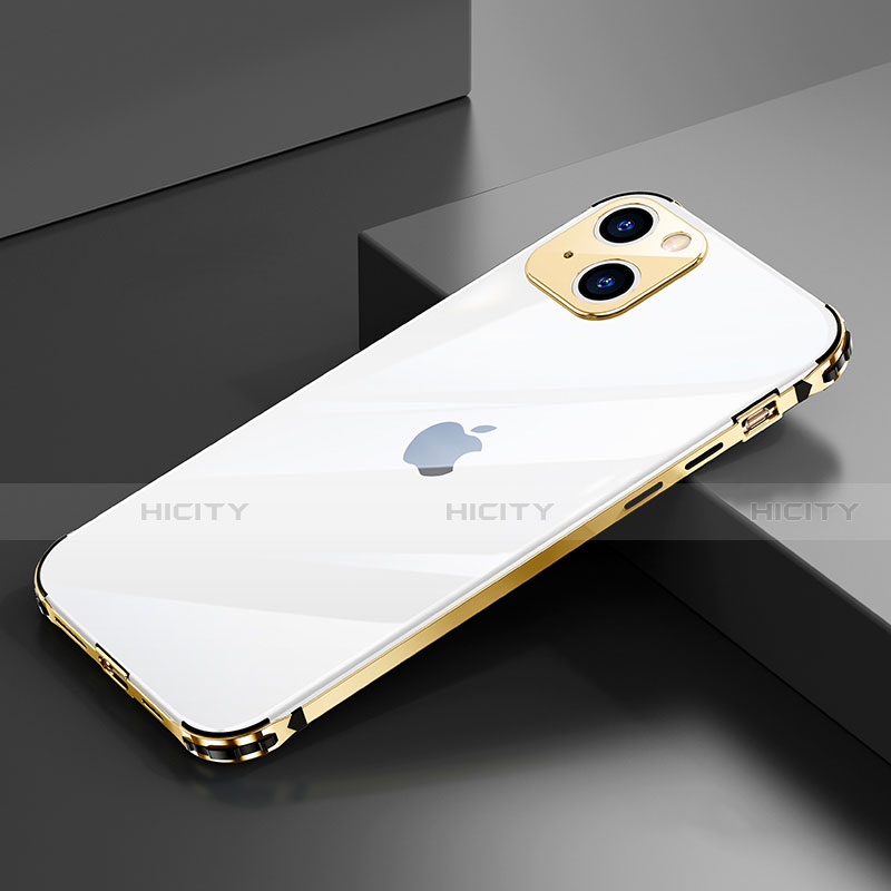 Coque Bumper Luxe Aluminum Metal Etui A06 pour Apple iPhone 13 Mini Or Plus