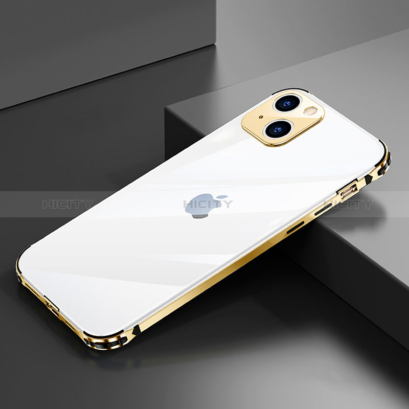 Coque Bumper Luxe Aluminum Metal Etui A06 pour Apple iPhone 15 Plus Or Plus