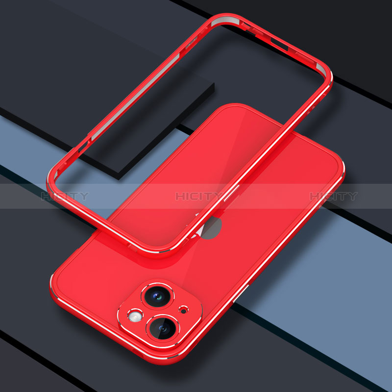 Coque Bumper Luxe Aluminum Metal Etui JZ1 pour Apple iPhone 13 Rouge Plus