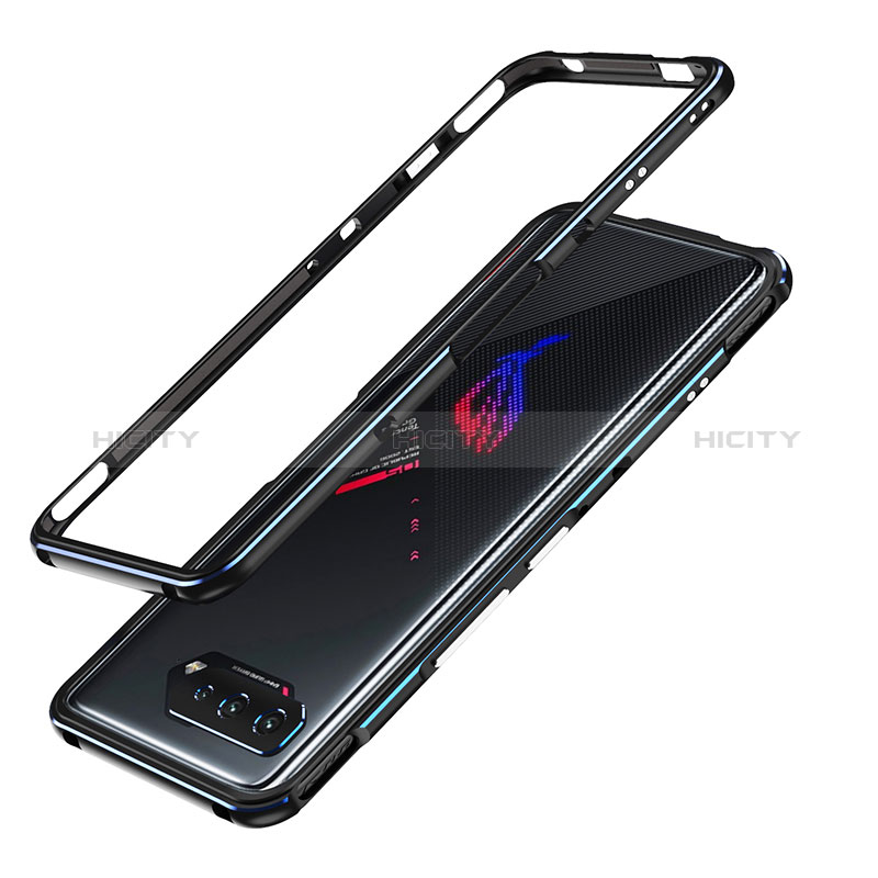 Coque Bumper Luxe Aluminum Metal Etui JZ1 pour Asus ROG Phone 5 Ultimate Bleu et Noir Plus