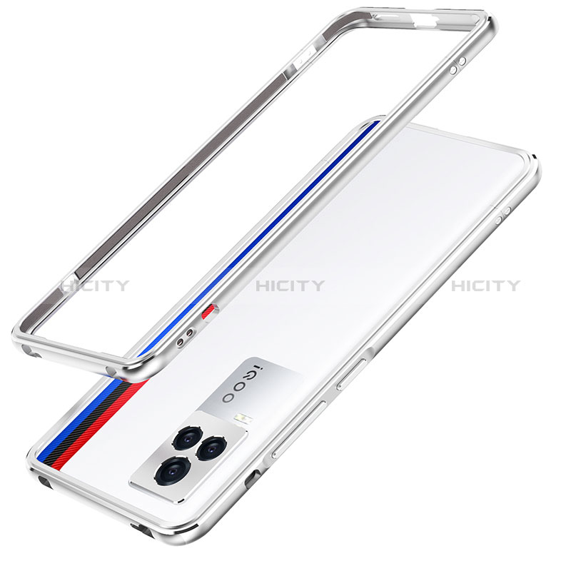 Coque Bumper Luxe Aluminum Metal Etui JZ1 pour Vivo iQOO 7 5G Argent Plus