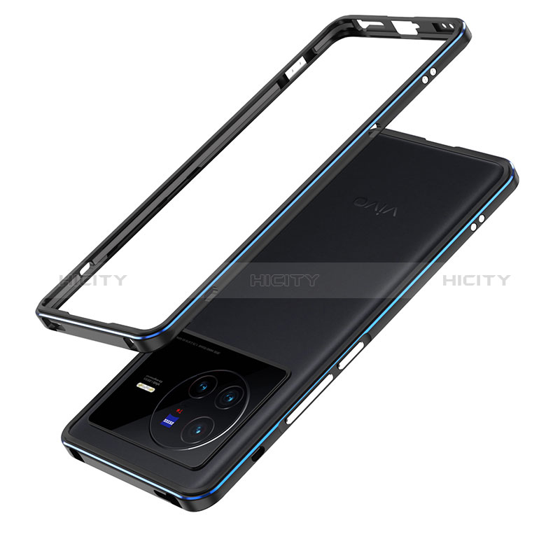 Coque Bumper Luxe Aluminum Metal Etui JZ1 pour Vivo X80 Pro 5G Bleu et Noir Plus