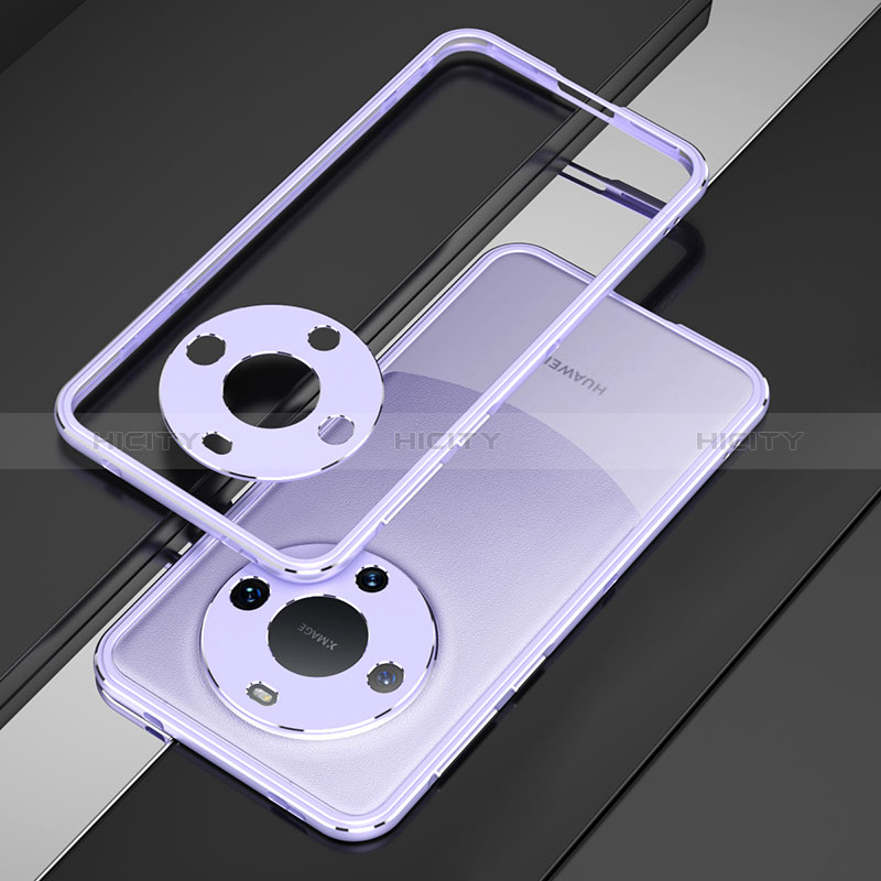 Coque Bumper Luxe Aluminum Metal Etui JZ4 pour Huawei Mate 60 Pro+ Plus Violet Clair Plus