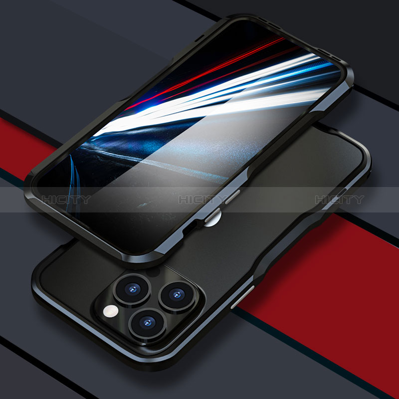 Coque Bumper Luxe Aluminum Metal Etui LF1 pour Apple iPhone 14 Pro Noir Plus