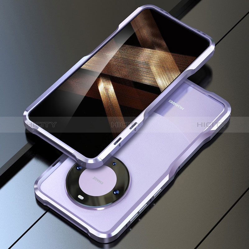 Coque Bumper Luxe Aluminum Metal Etui LF1 pour Huawei Mate 60 Pro+ Plus Violet Plus