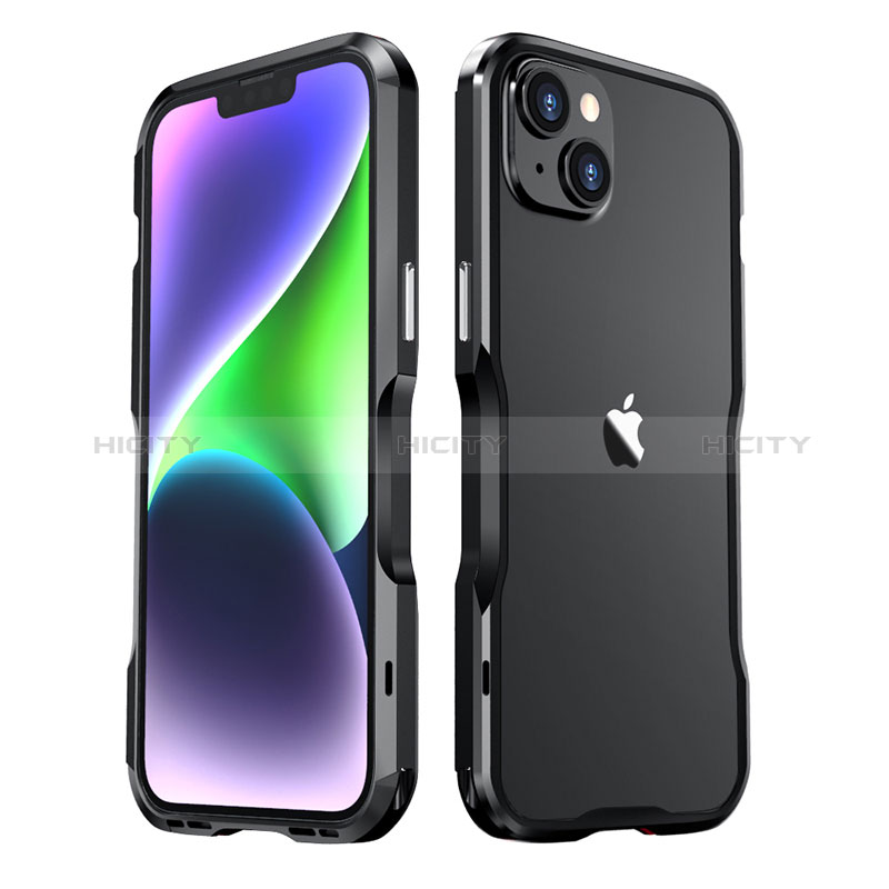 Coque Bumper Luxe Aluminum Metal Etui LF3 pour Apple iPhone 13 Noir Plus