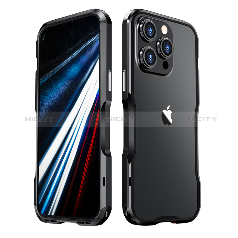 Coque Bumper Luxe Aluminum Metal Etui LF3 pour Apple iPhone 13 Pro Max Noir Plus