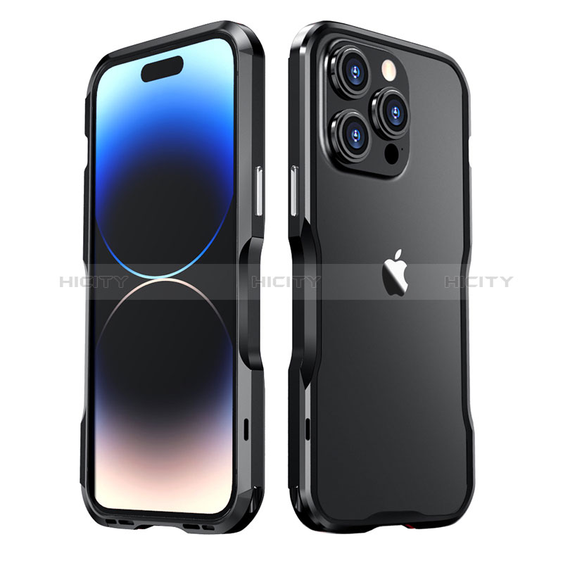 Coque Bumper Luxe Aluminum Metal Etui LF3 pour Apple iPhone 14 Pro Noir Plus