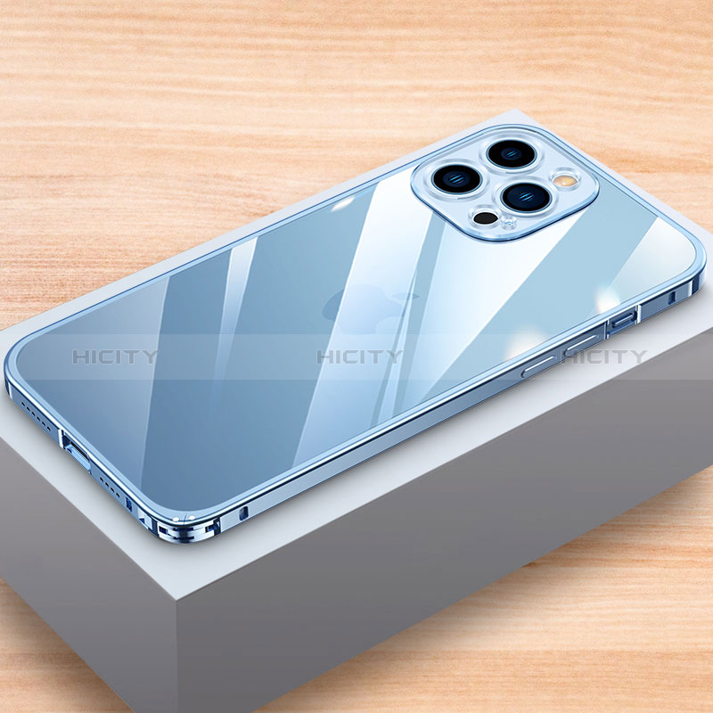 Coque Bumper Luxe Aluminum Metal Etui LK1 pour Apple iPhone 13 Pro Max Bleu Plus