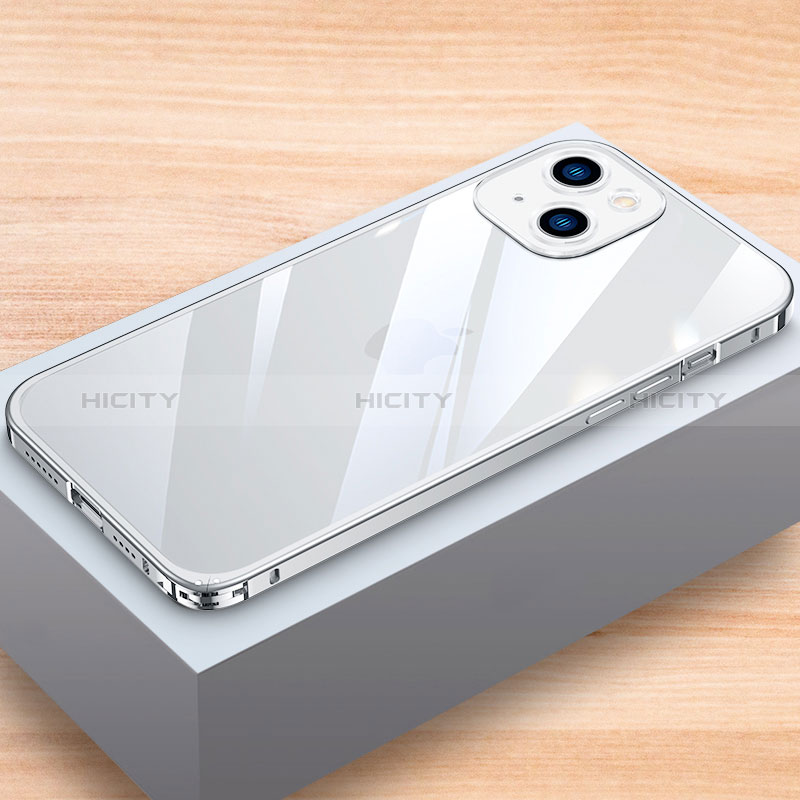 Coque Bumper Luxe Aluminum Metal Etui LK1 pour Apple iPhone 14 Argent Plus