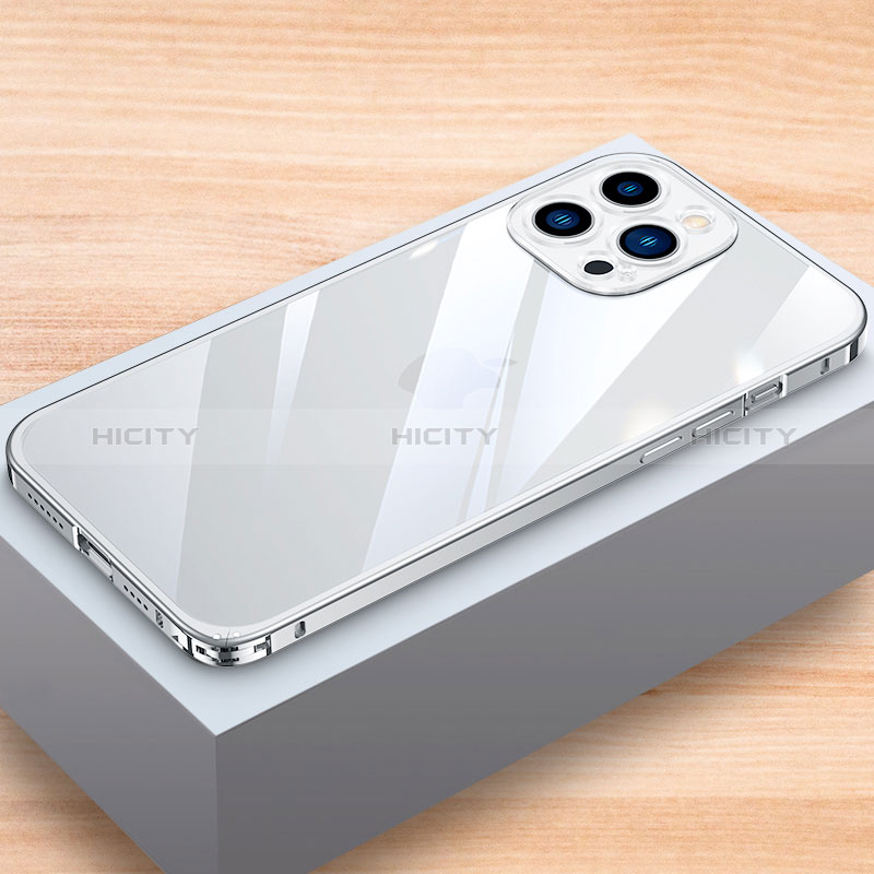 Coque Bumper Luxe Aluminum Metal Etui LK1 pour Apple iPhone 14 Pro Max Argent Plus