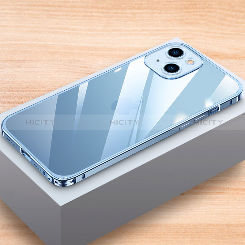 Coque Bumper Luxe Aluminum Metal Etui LK1 pour Apple iPhone 15 Bleu Plus