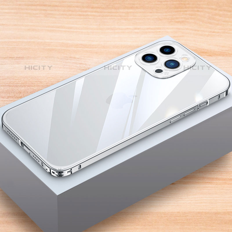 Coque Bumper Luxe Aluminum Metal Etui LK1 pour Apple iPhone 15 Pro Max Argent Plus