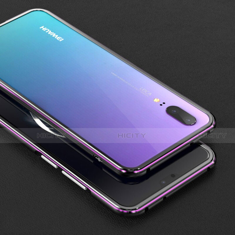 Coque Bumper Luxe Aluminum Metal Etui M01 pour Huawei P20 Violet Plus