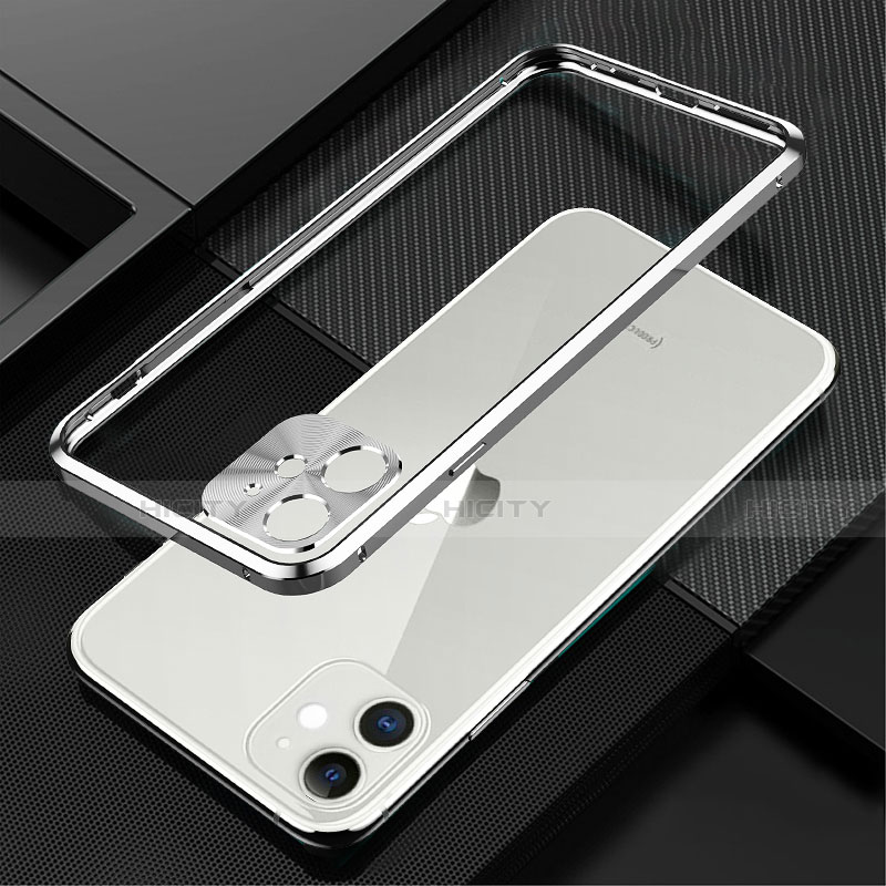 Coque Bumper Luxe Aluminum Metal Etui N01 pour Apple iPhone 12 Mini Argent Plus