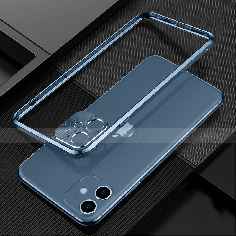 Coque Bumper Luxe Aluminum Metal Etui N01 pour Apple iPhone 12 Mini Bleu Plus