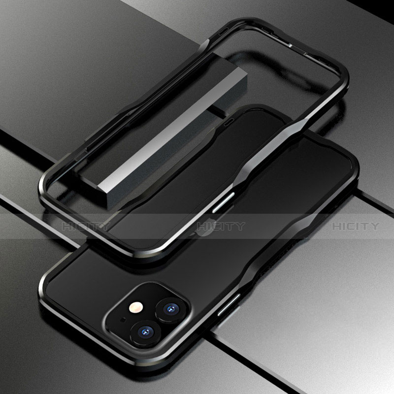 Coque Bumper Luxe Aluminum Metal Etui N02 pour Apple iPhone 12 Noir Plus