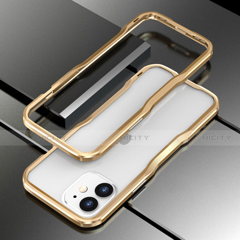 Coque Bumper Luxe Aluminum Metal Etui N02 pour Apple iPhone 12 Or Plus