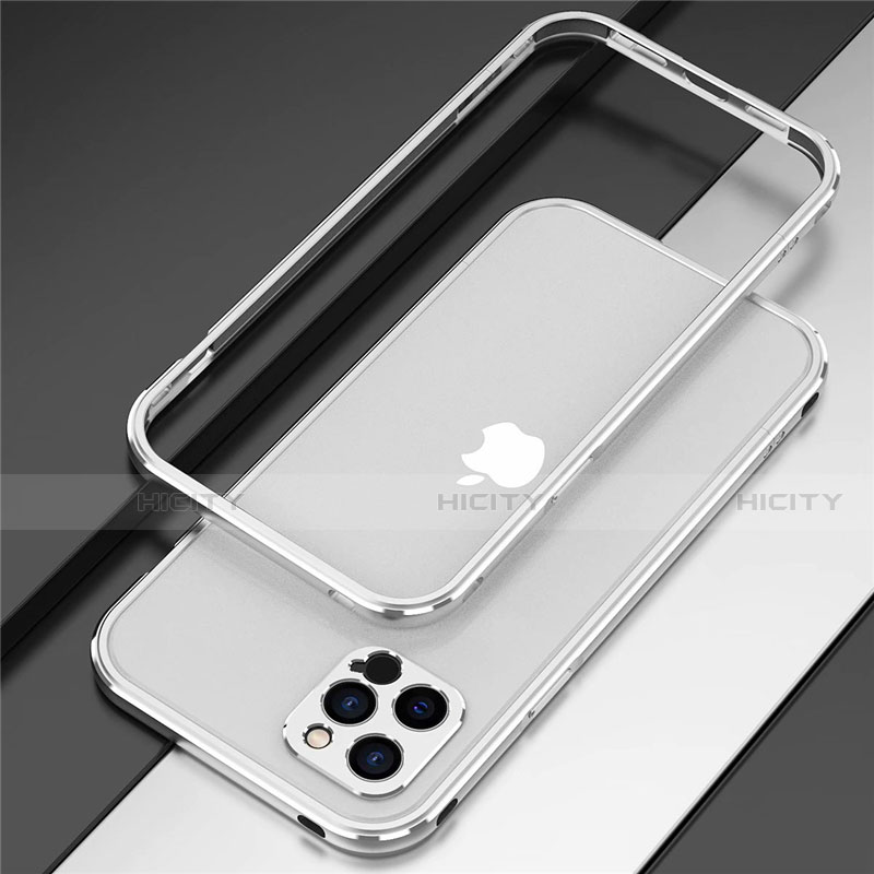 Coque Bumper Luxe Aluminum Metal Etui N02 pour Apple iPhone 12 Pro Max Argent Plus