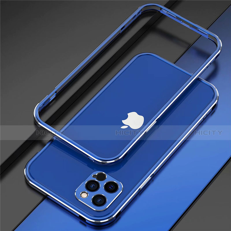 Coque Bumper Luxe Aluminum Metal Etui N02 pour Apple iPhone 12 Pro Max Bleu Plus