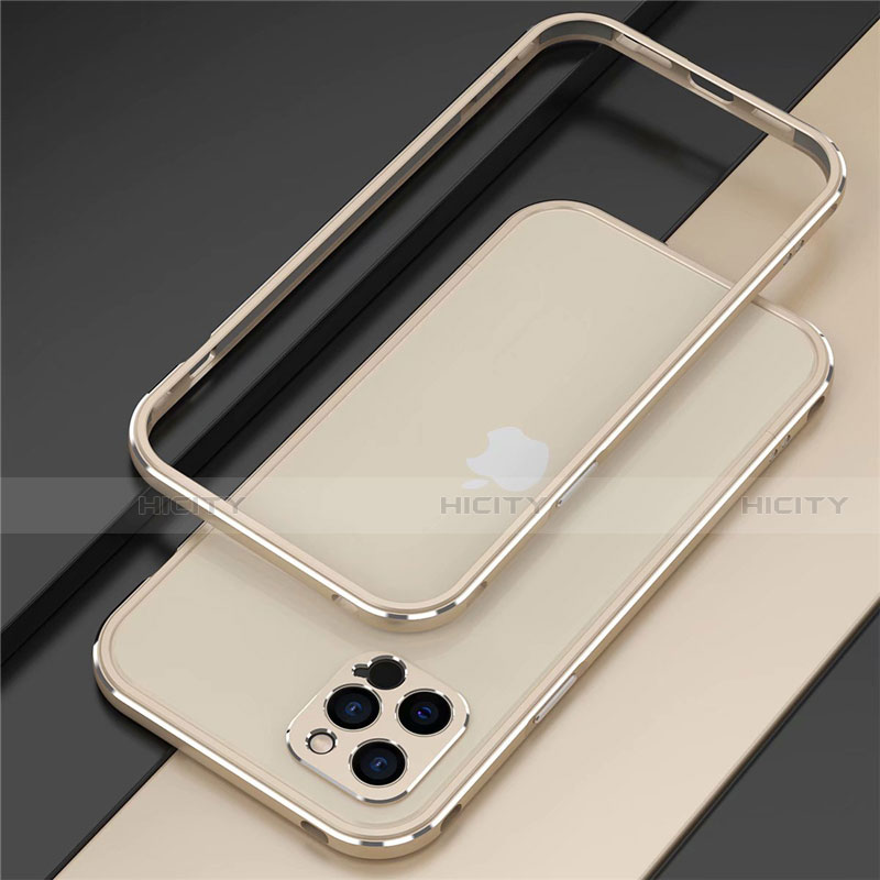 Coque Bumper Luxe Aluminum Metal Etui N02 pour Apple iPhone 12 Pro Max Or Plus