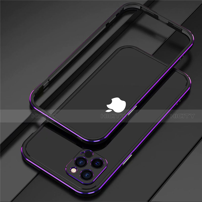 Coque Bumper Luxe Aluminum Metal Etui N02 pour Apple iPhone 12 Pro Max Violet Plus