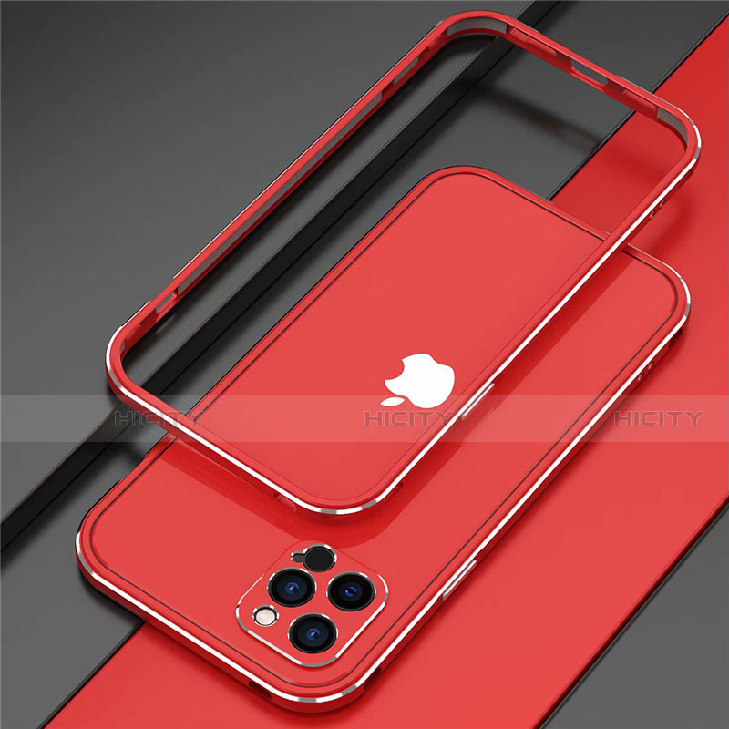 Coque Bumper Luxe Aluminum Metal Etui N02 pour Apple iPhone 12 Pro Rouge Plus