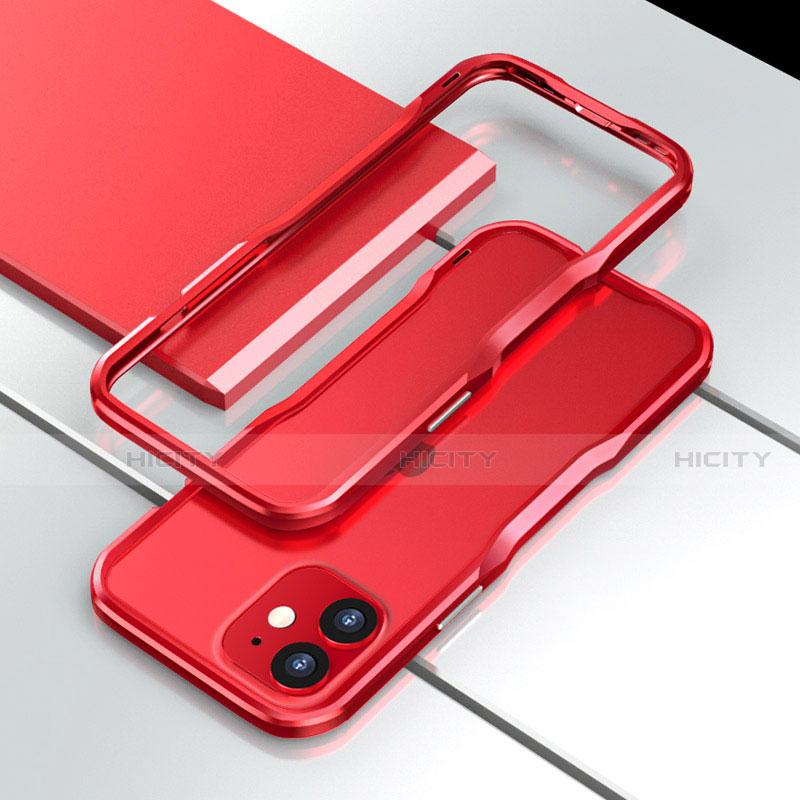 Coque Bumper Luxe Aluminum Metal Etui N02 pour Apple iPhone 12 Rouge Plus