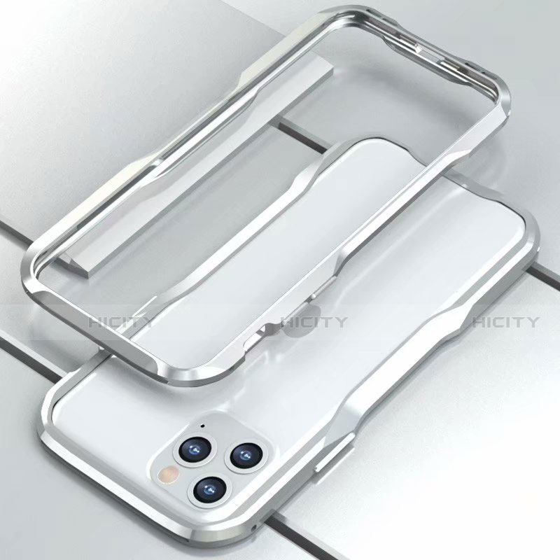 Coque Bumper Luxe Aluminum Metal Etui pour Apple iPhone 11 Pro Argent Plus