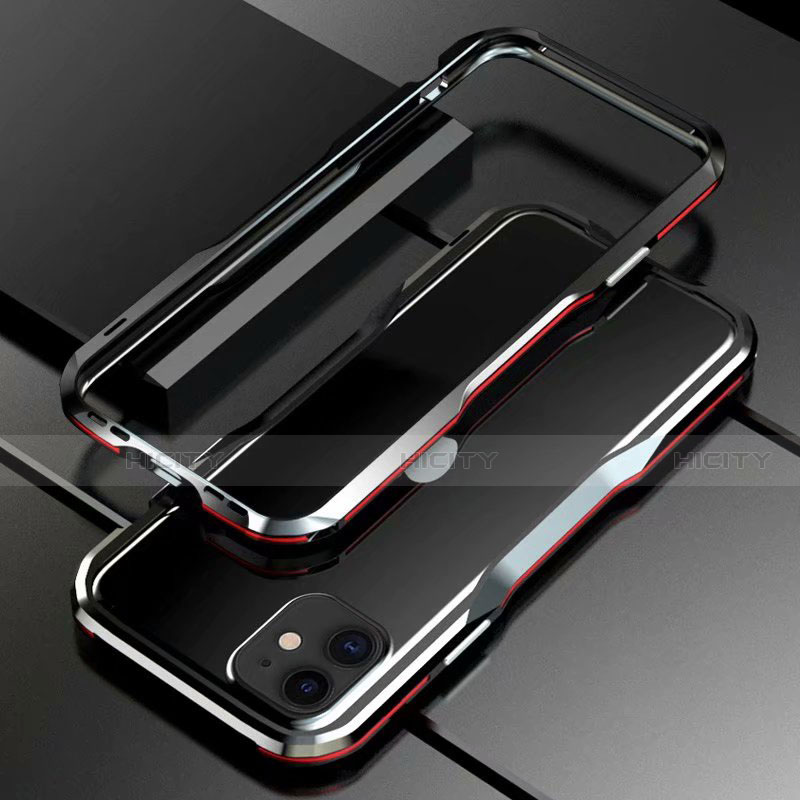 Coque Bumper Luxe Aluminum Metal Etui pour Apple iPhone 11 Rouge et Noir Plus