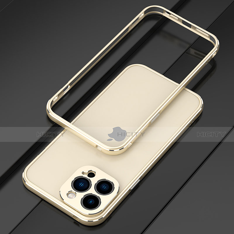 Coque Bumper Luxe Aluminum Metal Etui pour Apple iPhone 13 Pro Max Or Plus