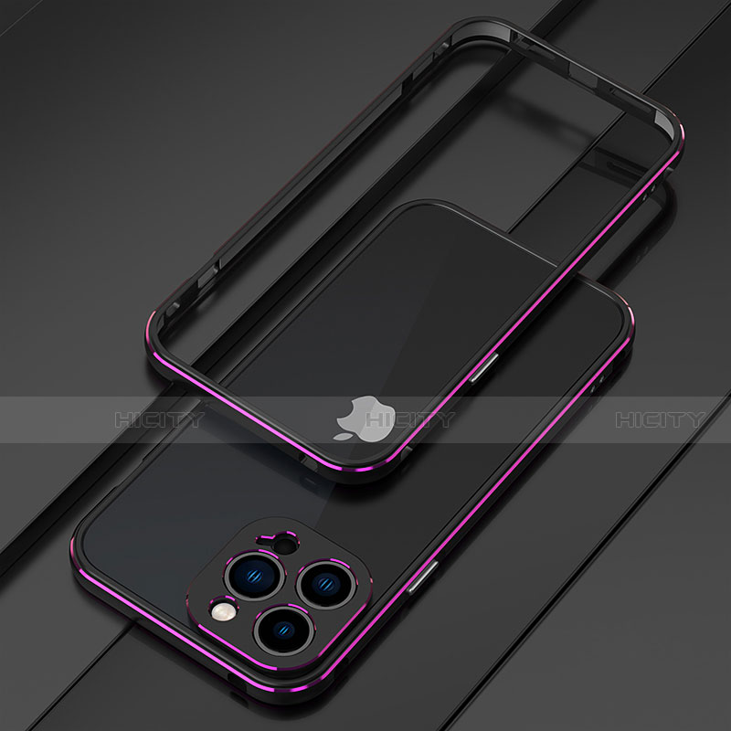 Coque Bumper Luxe Aluminum Metal Etui pour Apple iPhone 13 Pro Max Violet Plus