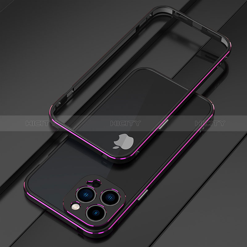 Coque Bumper Luxe Aluminum Metal Etui pour Apple iPhone 14 Pro Max Violet Plus